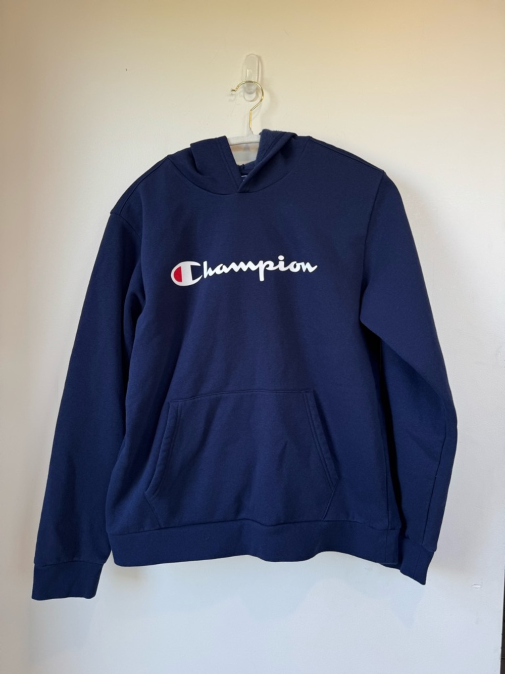Champion Indigo Pullover Hoodie with Script Tag